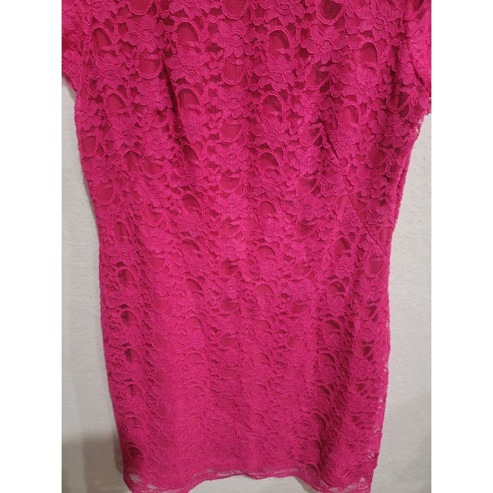 Lauren Ralph Lauren Fuchsia Pink Lace Sheath Dress Women's‎ Size 16 Short Sleeve - Picture 4 of 10